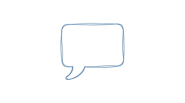 A simple hand drawn empty speech bubble illustration set on a clean plain white background is ideal for communication and dialogue related