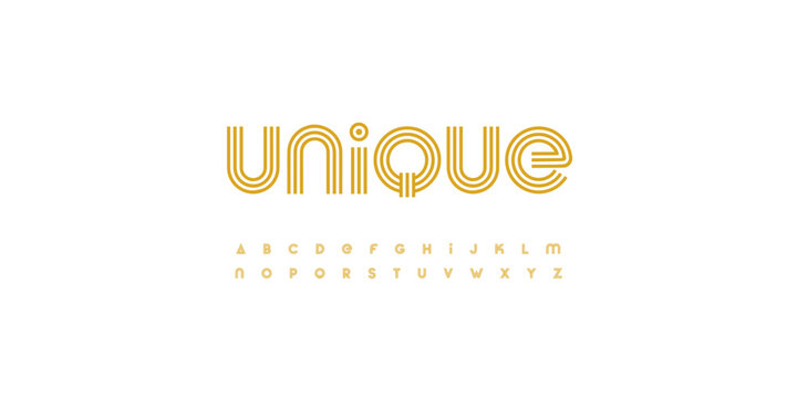 striped retro alphabet, linear geometric pattern letters design, outline bauhaus font for modern headlines, creative designs, retro posters, branding, and stylish logos. Vector font typeset.