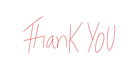 Red handwritten thank you text with elegant thin script typography. © Naqeeb