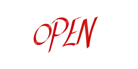 Open sign red calligraphy script typography design for business shop. © Naqeeb
