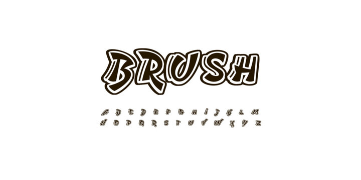 Brush Youth Font Youthful Alphabet for Skater Quotes. Marker Graffiti Street Art Letter Set Dynamic Bold Strokes. Spirited Expressive Headline, Urban Fonts Design. Vector typeset