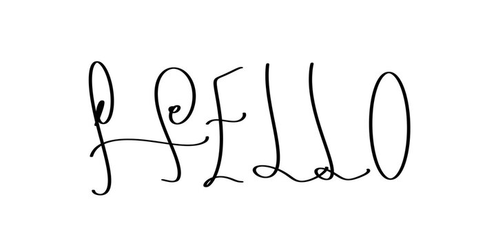 Black handwritten hello word on transparent background for greetings.