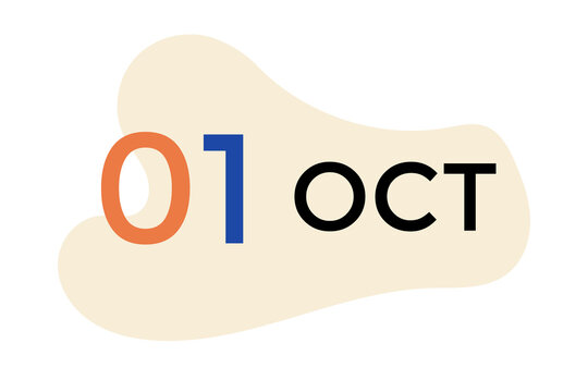 October 1 calendar in orange and blue on a white background