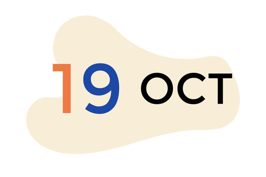 October 19 calendar in orange and blue on a white background