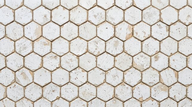 Close up of hexagonal honeycomb pattern with natural texture