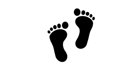 Black barefoot footprints icon set isolated on transparent background art. © Naqeeb