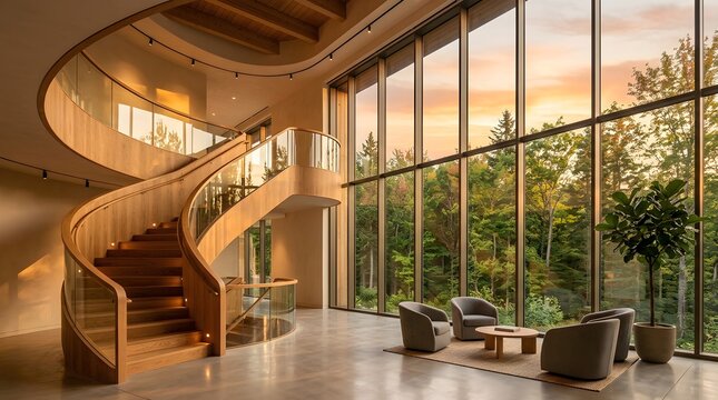 Modern Home Interior With Staircase And Natural Light