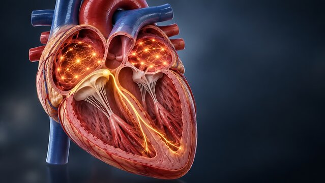 Cardiac electrical conduction system with abnormal heart rhythm