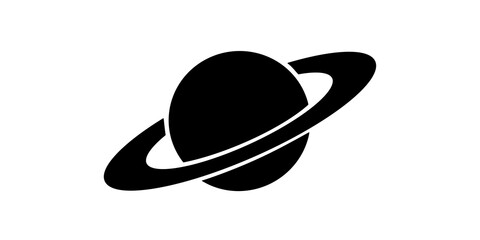 Planet saturn silhouette with rings icon on transparent background. © Naqeeb