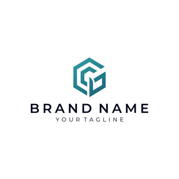Modern geometric hexagon logo with an abstract G-shaped monogram and dimensional line construction. Ideal for technology, engineering, security, and corporate brands.