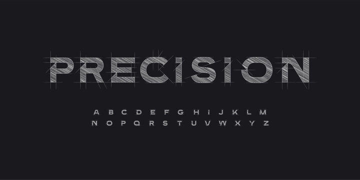 Architect Font Logo Alphabet Blueprint Letter Set Modern Typography, Creative Typographic Design for Architectural Title Text, Technical Project Headline and Logotype, Contour Fonts. Vector Typeface