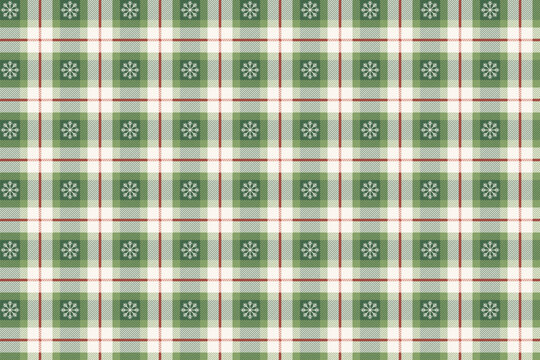 Holiday Green and Red Vichy Check Pattern. Christmas Gift Wrapping Paper. Gingham Background Seamless Print.