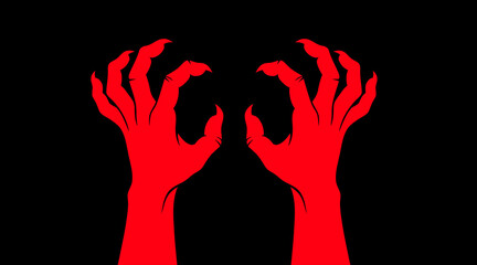 Red monster hands reaching out in a scary gesture © vectorify