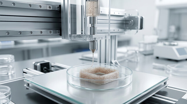 Laboratory equipment performing automated chemical substance dispensing onto a sample plate with laboratory automated dispensing chemistry experiment