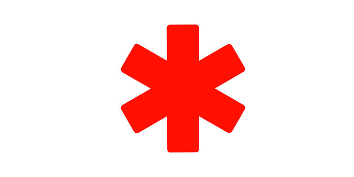 Red asterisk symbol for important information or emergency warning.