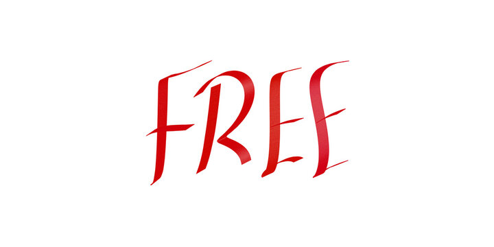 Free word calligraphy red text banner element for store promotional.