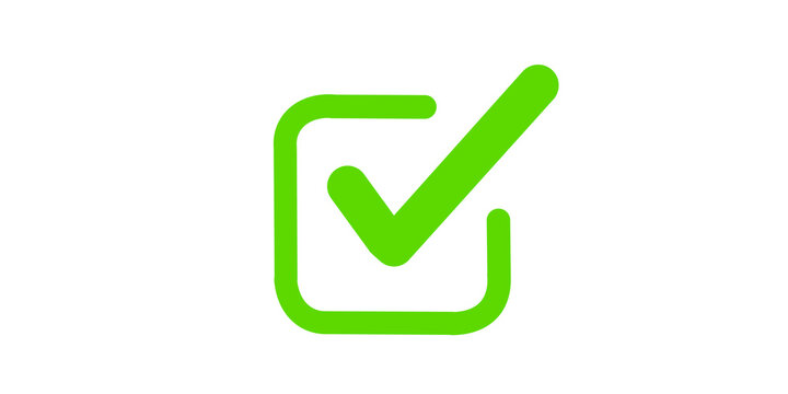 Green check mark inside square box indicating approval and agreement.