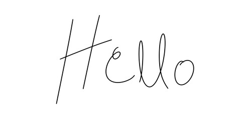 Black cursive handwritten hello word in elegant thin line typography. © Naqeeb