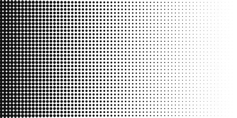 Halftone dot gradient background PNG with transparent background, a dot screen fading from dense black to open white across the frame, landscape halftone background for poster design and social media © Ahanaf
