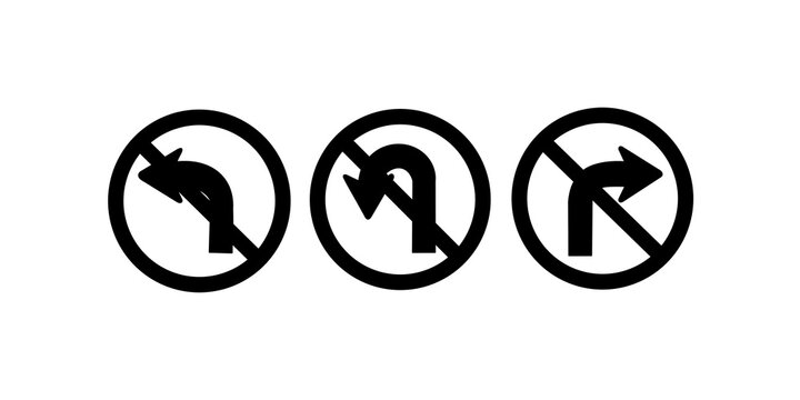 No left u turn and right turn prohibition signs for traffic control.