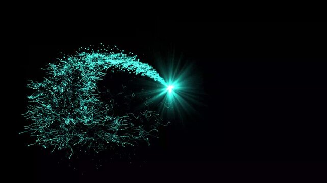 abstract paste line glitter sparkle trail particle optical flare animation, 4k abstract glitter stream motion on black screen background luxury magical star trail transition