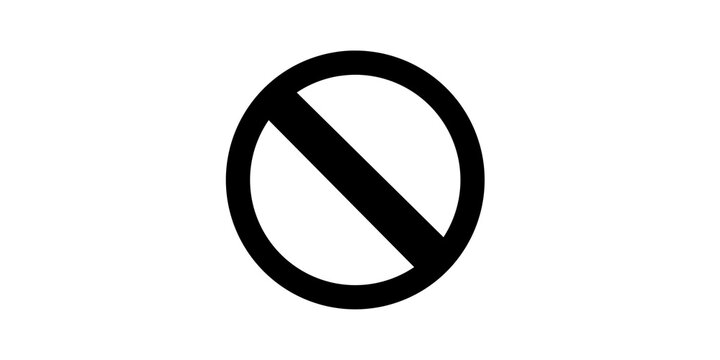 Black stop ban icon on transparent backdrop for web navigation signs.