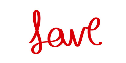 Love word hand drawn red typography script element for romantic cards. © Naqeeb