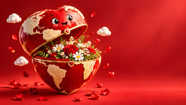 Conceptual 3D illustration of a heart-shaped Earth symbolizing global heart health, cardiovascular disease awareness, and the importance of heart care.	

