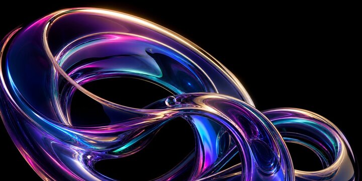 Dynamic Metallic Liquid Swirls with Vibrant Iridescent Neon Lighting