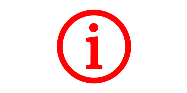 Red information sign icon in a circle for details and important alerts.