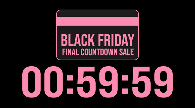 Minimal black friday credit card final countdown sale in pink and black palette