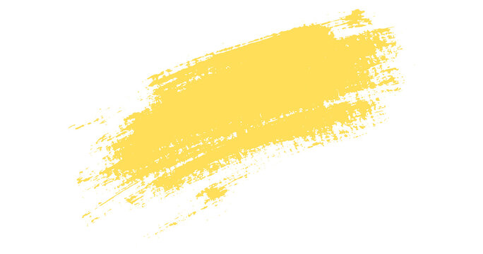 Yellow dry brush stroke paint swipe abstract artistic grunge texture background vector png