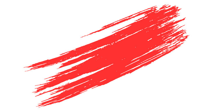 Red dry brush stroke paint swipe abstract artistic grunge texture background vector png