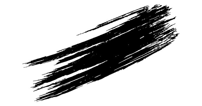 Black dry brush stroke paint swipe abstract artistic grunge texture background vector png
