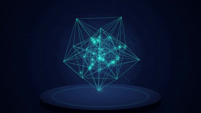 Hypercube tesseract glowing crystalline network seamless loop motion