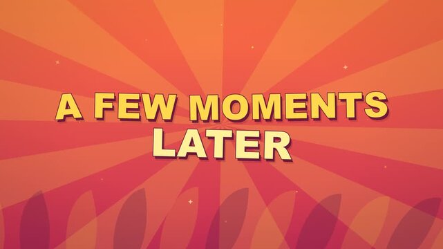 A few moments later animated text transition with retro sunburst background for video editing.