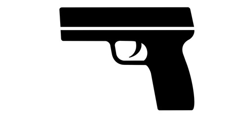 Black gun silhouette icon for safety and security concepts. © Naqeeb