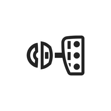 Car pedal icon vector illustration for vehicle accelerator brake clutch pedal, automotive footrest control, and driving mechanism isolated on white background.
