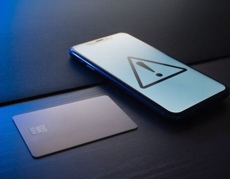 警告画面のスマートフォンとSIMカードを配置したモバイル通信障害のイメージ