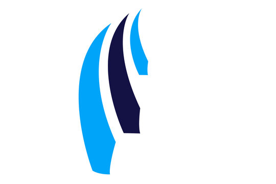 Abstract vector flame logo in blue and dark indigo colors Transparent background