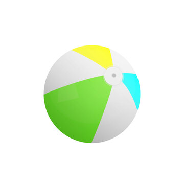 Inflatable Beach Ball isolated on a white background. Summer vacations by the sea, children fun