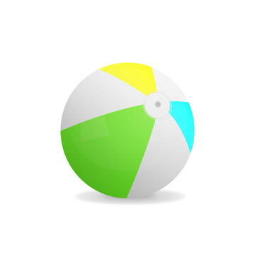 Beach ball vector illustration. Inflatable ball clip art. Summer element. Cartoon flat vector isolated on white background.