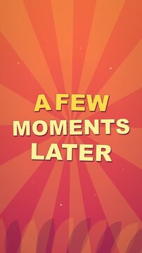 A few moments later animated text transition on a vibrant tropical sunburst background for vertical social media content.