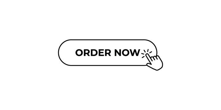 Order now button with hand cursor icon for e-commerce and shopping websites.