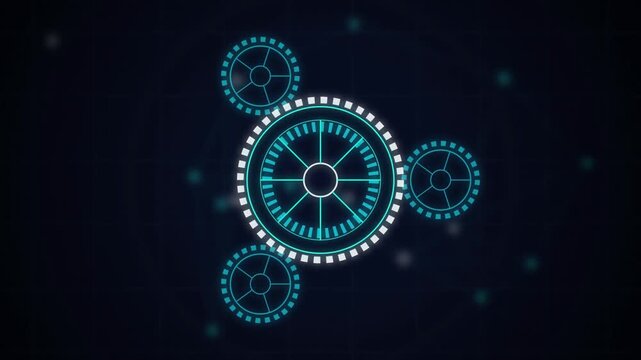 Futuristic HUD interlocking gears rotating seamless loop