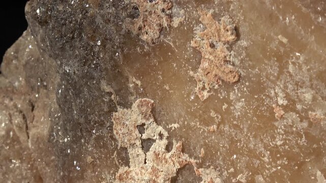 Kas, Turkey - 11 of March 2026: Close up viewing crystalline calcite mineral surface on rock
