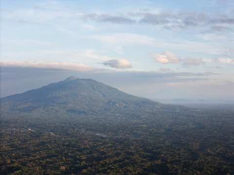 Mombacho volcano in Nicaragua aerial drone view