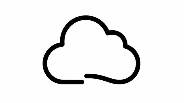 Minimalist cloud icon symbol performing a simple morphing animation loop against a clean white background in this graphic motion video