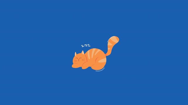 Sleeping Ginger Cat Animation Loop Cute Orange Pet Napping Motion Graphic