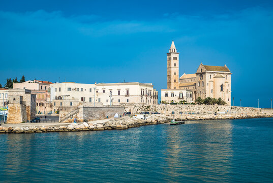 Seafront of Trani with Cathedral Basilica of the Assumption of Mary, Puglia, Italy
